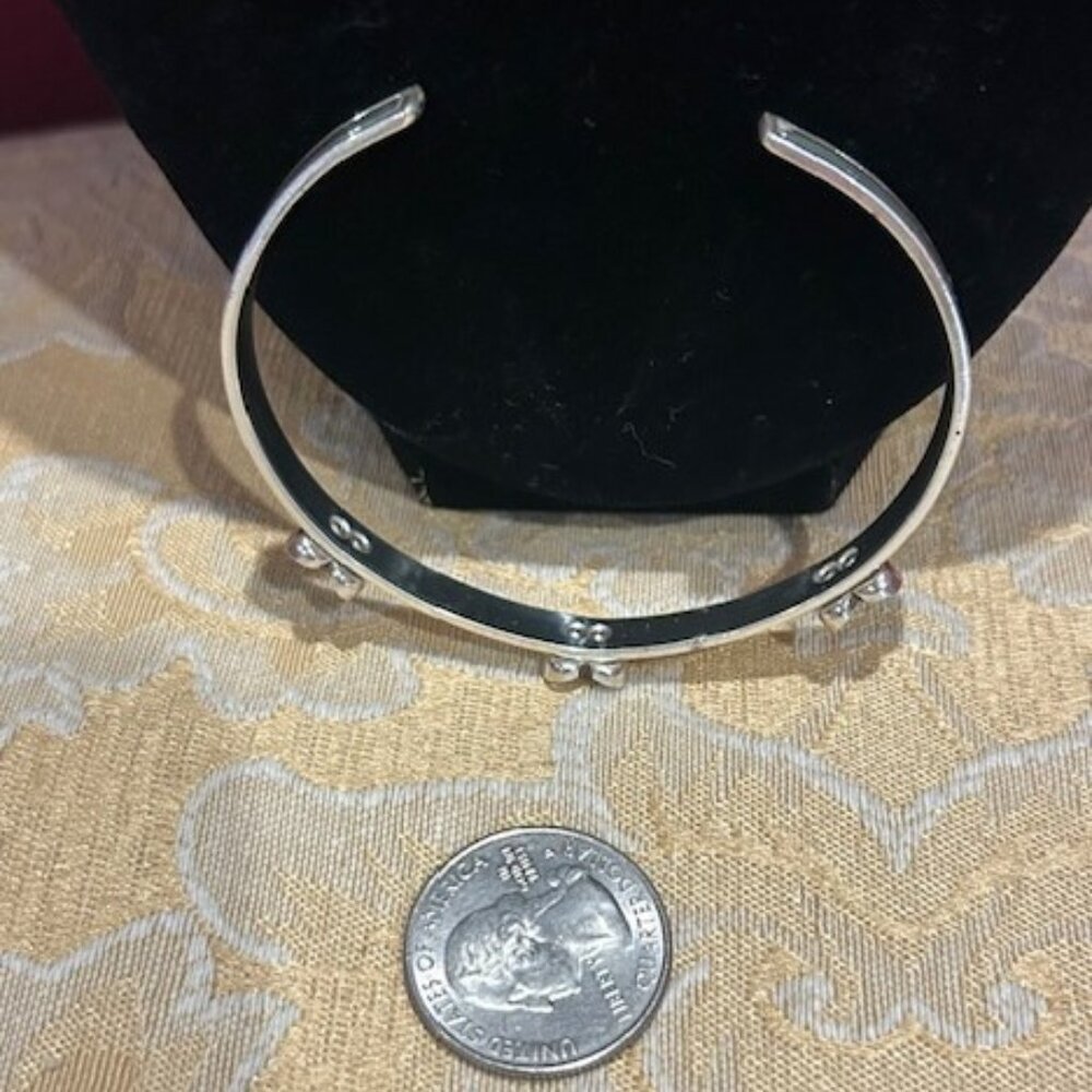 ❤️❤️BRIGHTON Chara Silver Heart Swarovski Crystal Cuff BRACELET - Picture 6 of 7